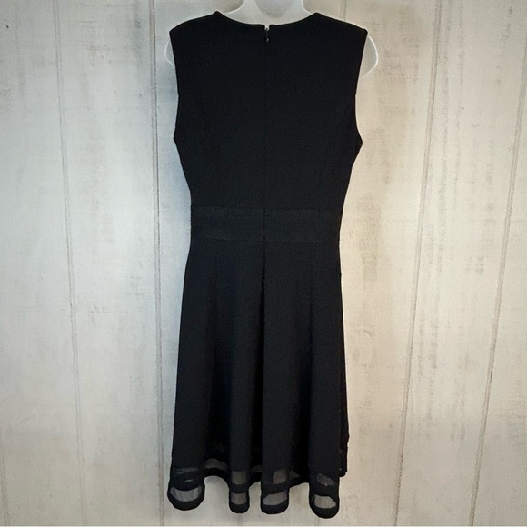 Calvin Klein Midi Dress Womens Size 10 Round Neck Sleeveless Sheer Ruffle Black - Picture 4 of 12